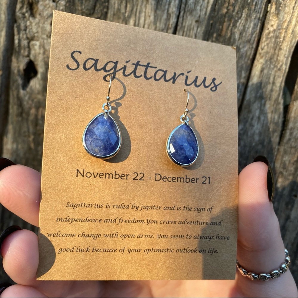 ☁️ sodalite sagittarius crystal earrings